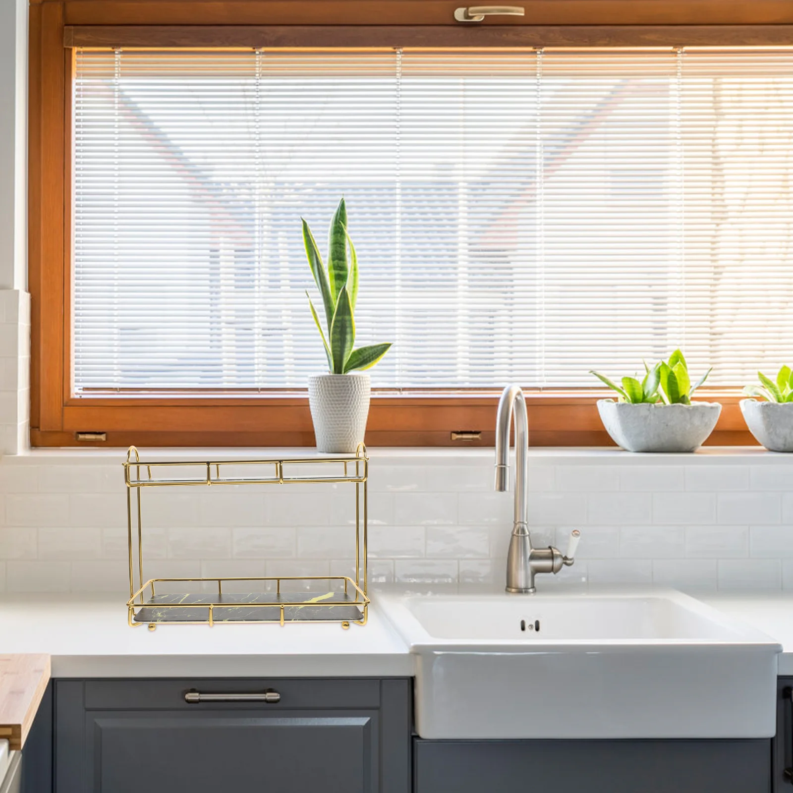 

Desktop Makeup Storage Rack Double Layer Organizer Bathroom Countertop Toiletry Storage Shelf Removable Tier Durable