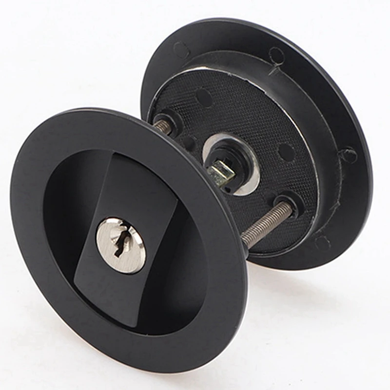 4X Sliding Pocket Door Lock Black Privacy Round Pocket Door Hardware Black Contemporary Pocket Door Lock With Keys