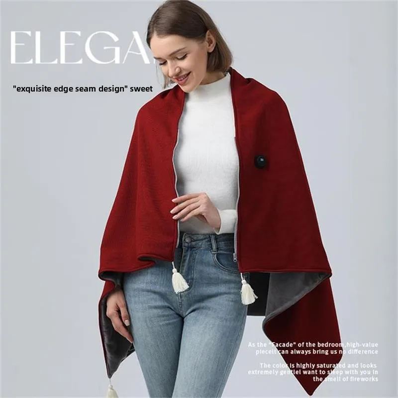 Heated Shawl Wearable Electric Heating Blanket Soft Warm Adjustable Portable Washable Heating Wrap for Office Home Travel Winter