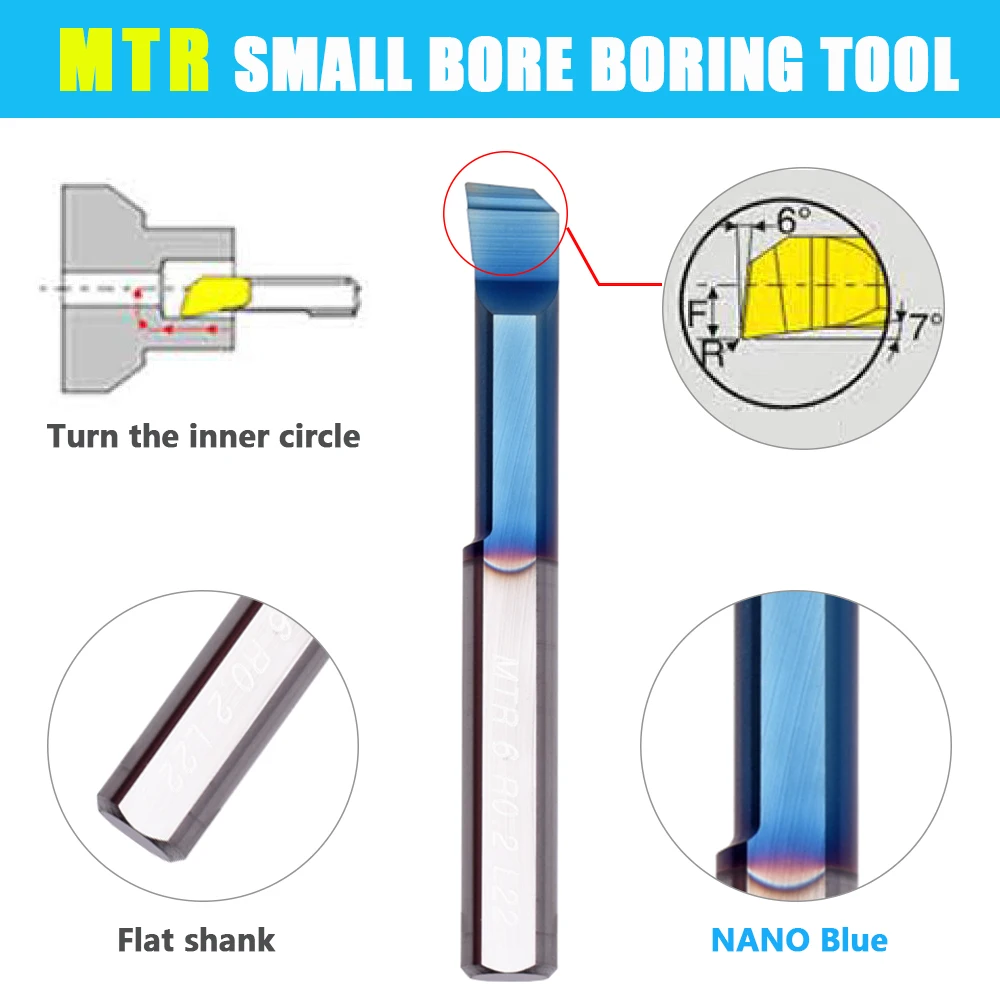 Carbide Boring Bar MTR MTL Miniature Internal Turing Tool Copy Small Hole Bore Solid Lathe Cutter MTR6 MTR8 MTR4 MTR5 R0.2 L22