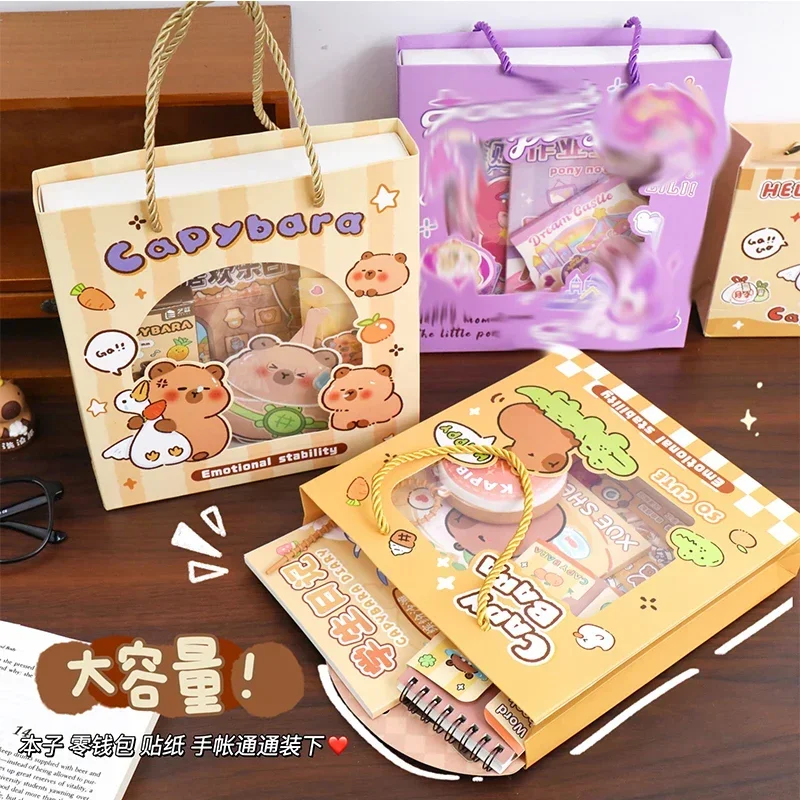 Capybara Hollow Transparent Cartoon Tote Paper Bag High Saturation Cute Cartoon Creative Gift Bag Birthday Gift