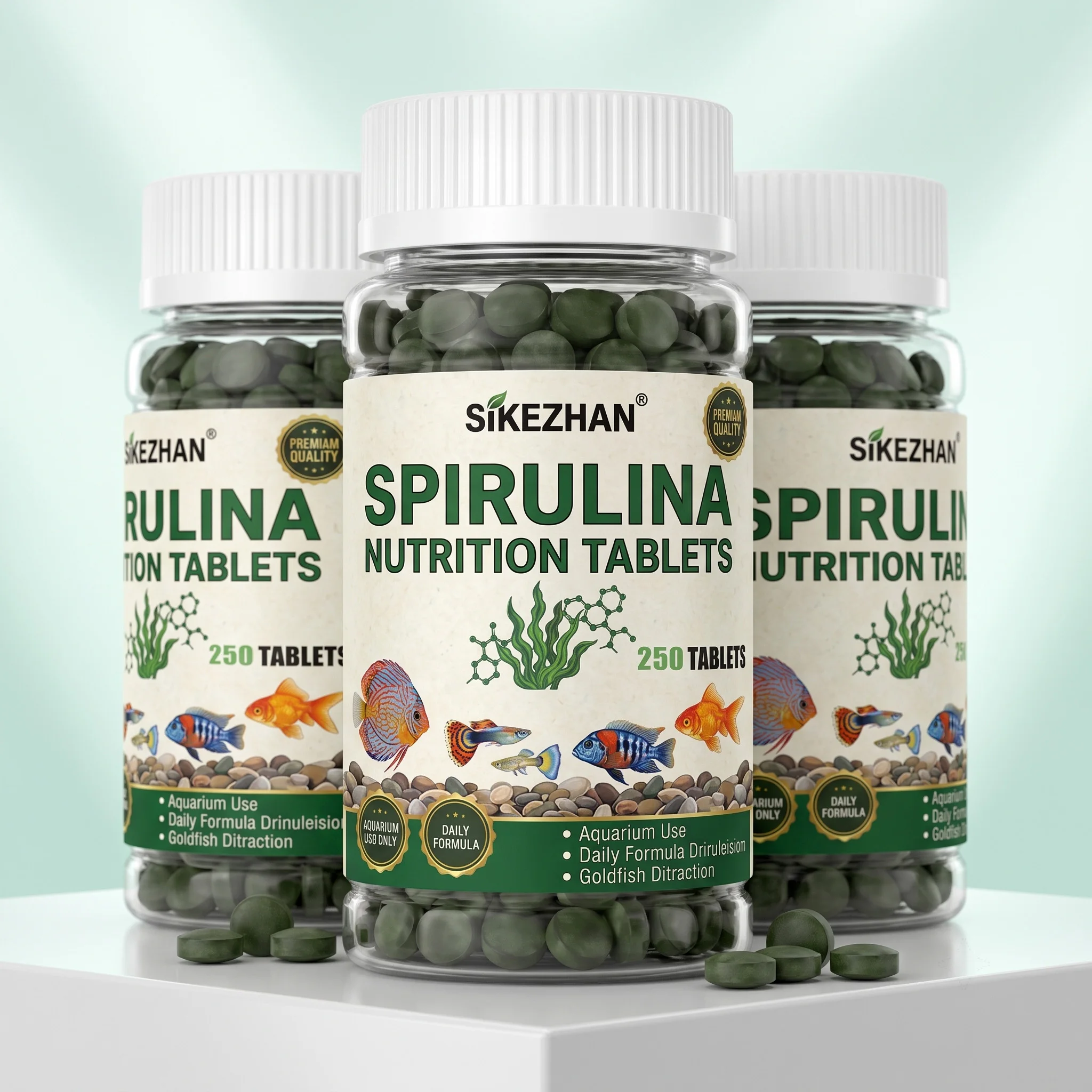 Premium Sinking Spirulina Wafers, High Protein Bottom Feeder Food for Pleco, Corydoras & Shrimp, Color & Growth Enhancing