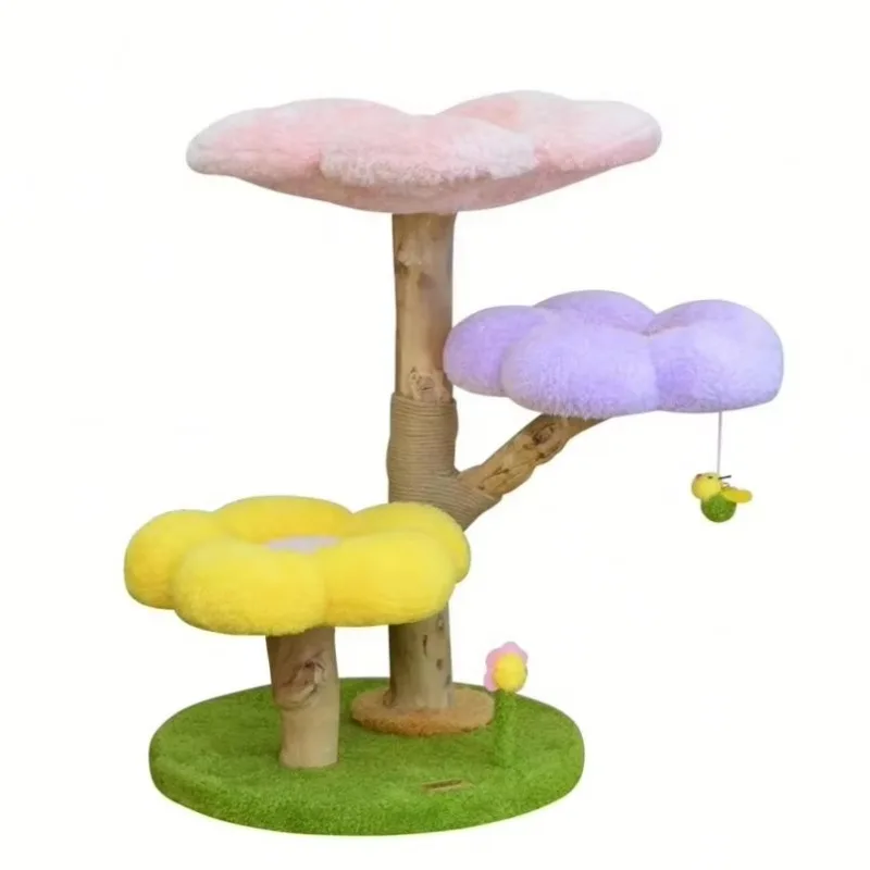 New design multi-layer cat tree tower climbing frame cat scratching pile luxury plush high quality cat climbing tree