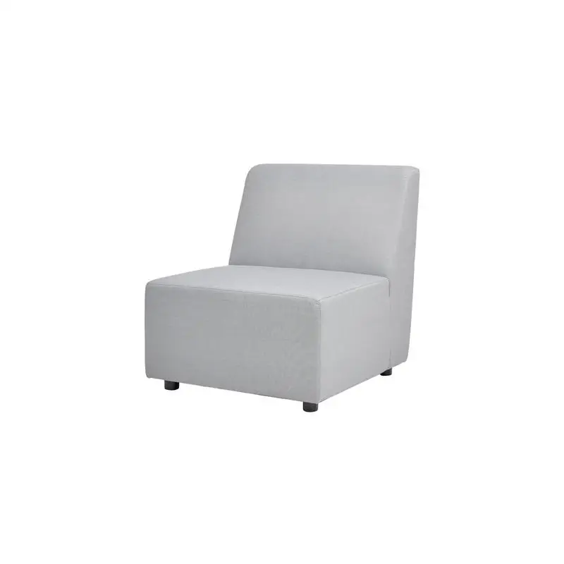 

30" Modular Upholstered Deep Seating Patio Armless Chair, Light Gray Olefin Fabric