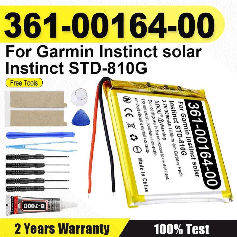 361-00164-00 New Replacement Battery For Garmin Instinct solar Instinct STD-810G Watch Bateria + Free Tools