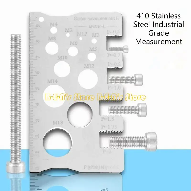 Y1AD Stainless Steel Thread Diameter Measuring Tool Clear Scale Screw Thread Gauge