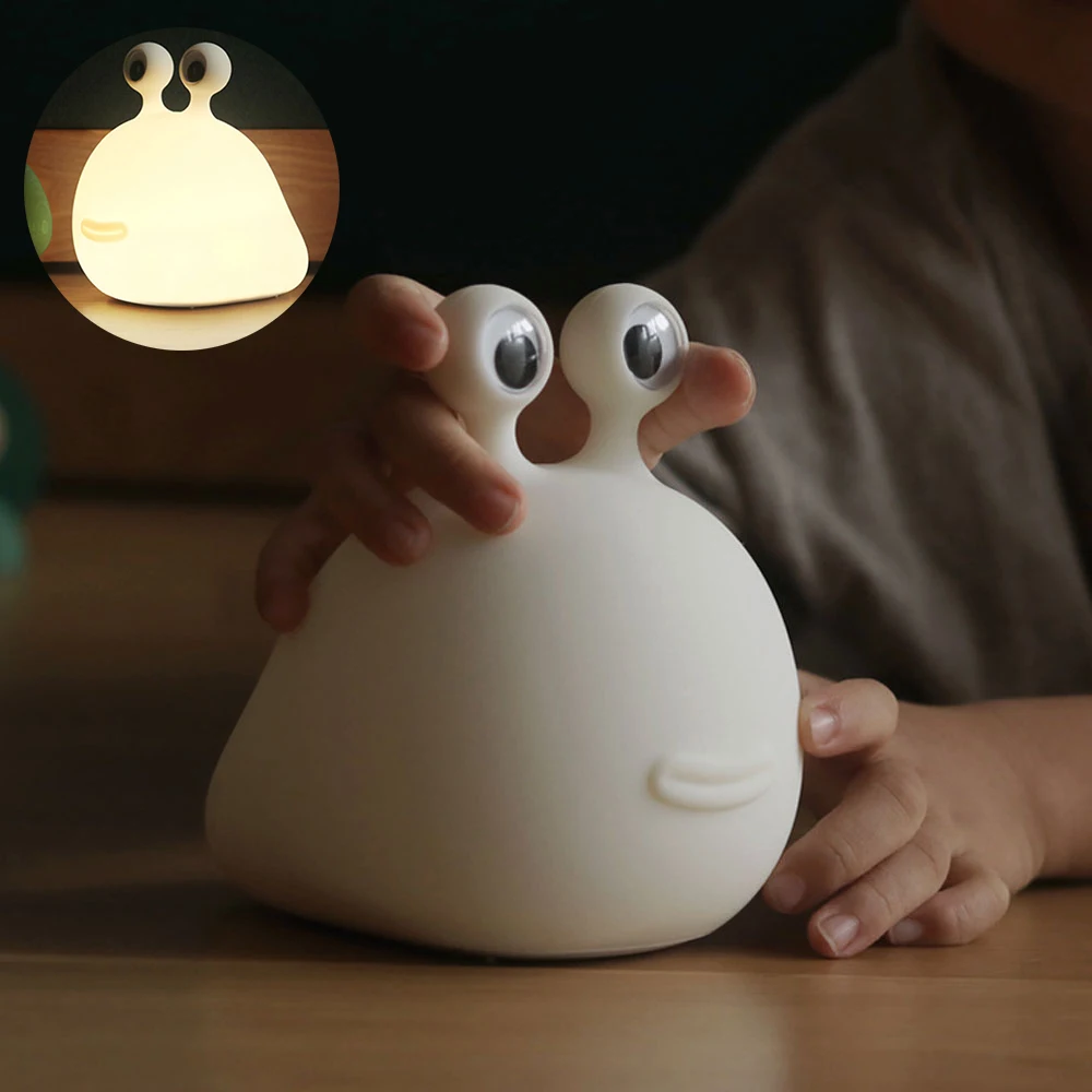 

Usb Touch Led Rechargeable Dimmable Cartoon Night Light Warm Light Brightness Adjustment Creative Slug Bedroom Ambient Light