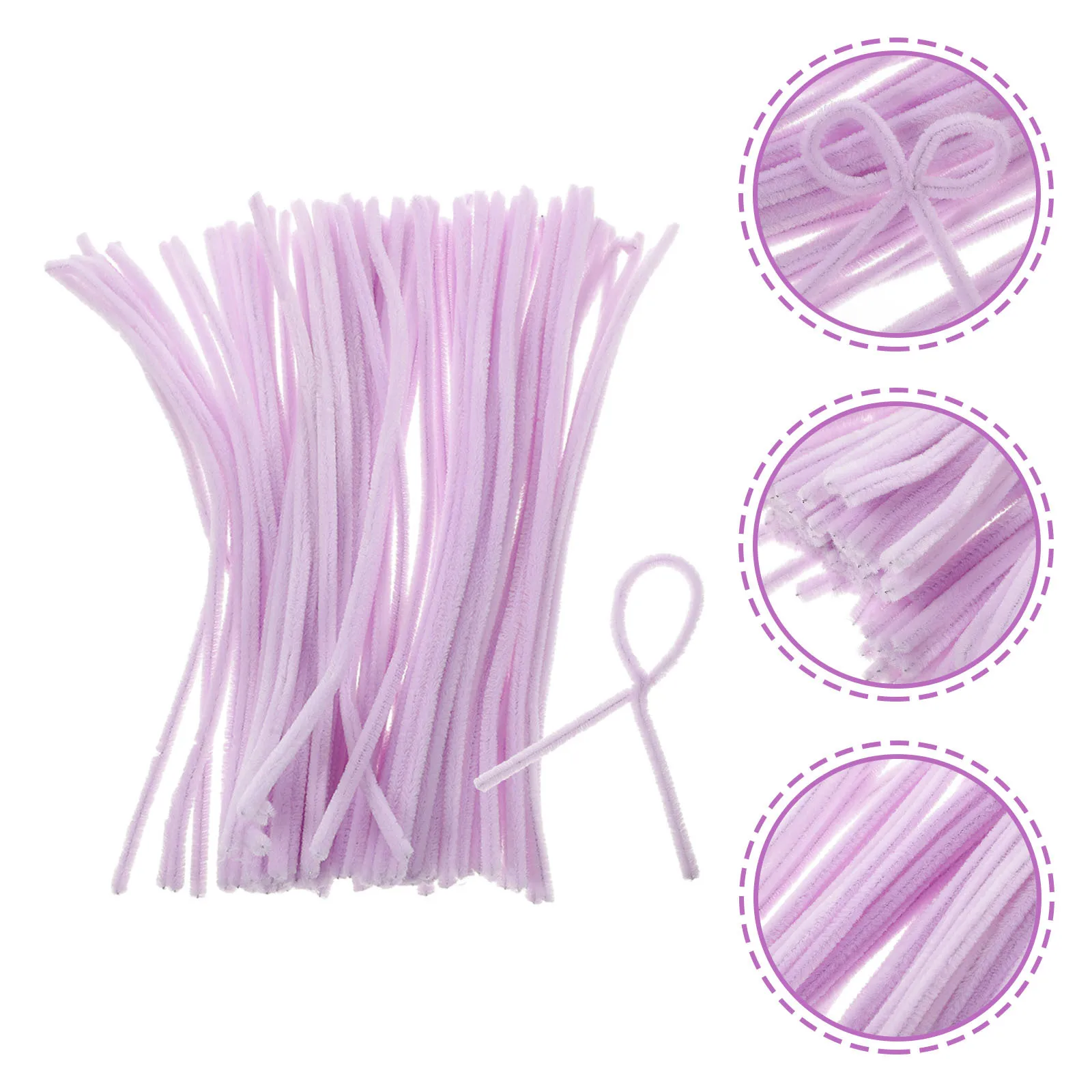 แท่งบิดได้ 100 ชิ้น สำหรับงานประดิษฐ์เด็ก กิจกรรมสร้างสรรค์ DIY สำหรับเด็กเล็ก พัฒนาการเรียนการสอน สีม่วงอ่อน