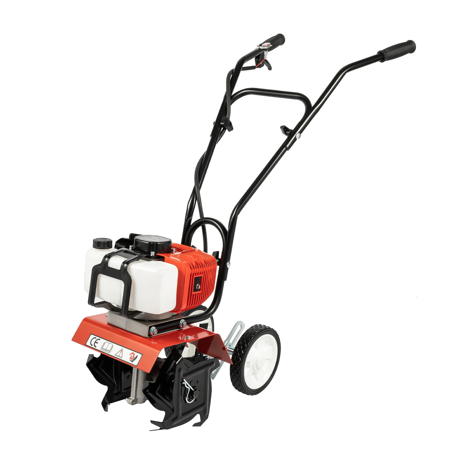 52CC 2-Stroke Gasoline Powered Garden Tiller, 1.7KW Petrol Engine Cultivator Rotovator for Trenching, Soil Tillage, Loosening