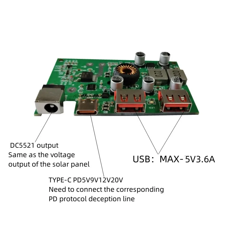 PD100W 5V 9V12V20V Solar Folding Charger Regulator Control Board Solar Mobile Phone Charger PCBA