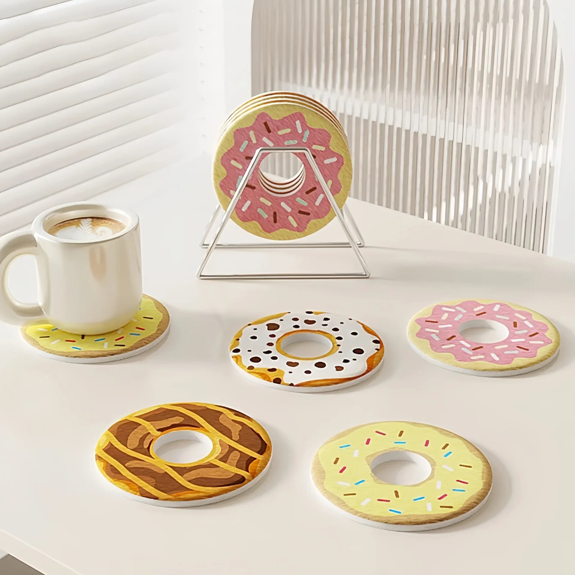 Doughnut Circular Water Coaster Dining Table Insulation Pads Diatom Coaster Cushion for Office Desktop Tea Cups Storage Pads