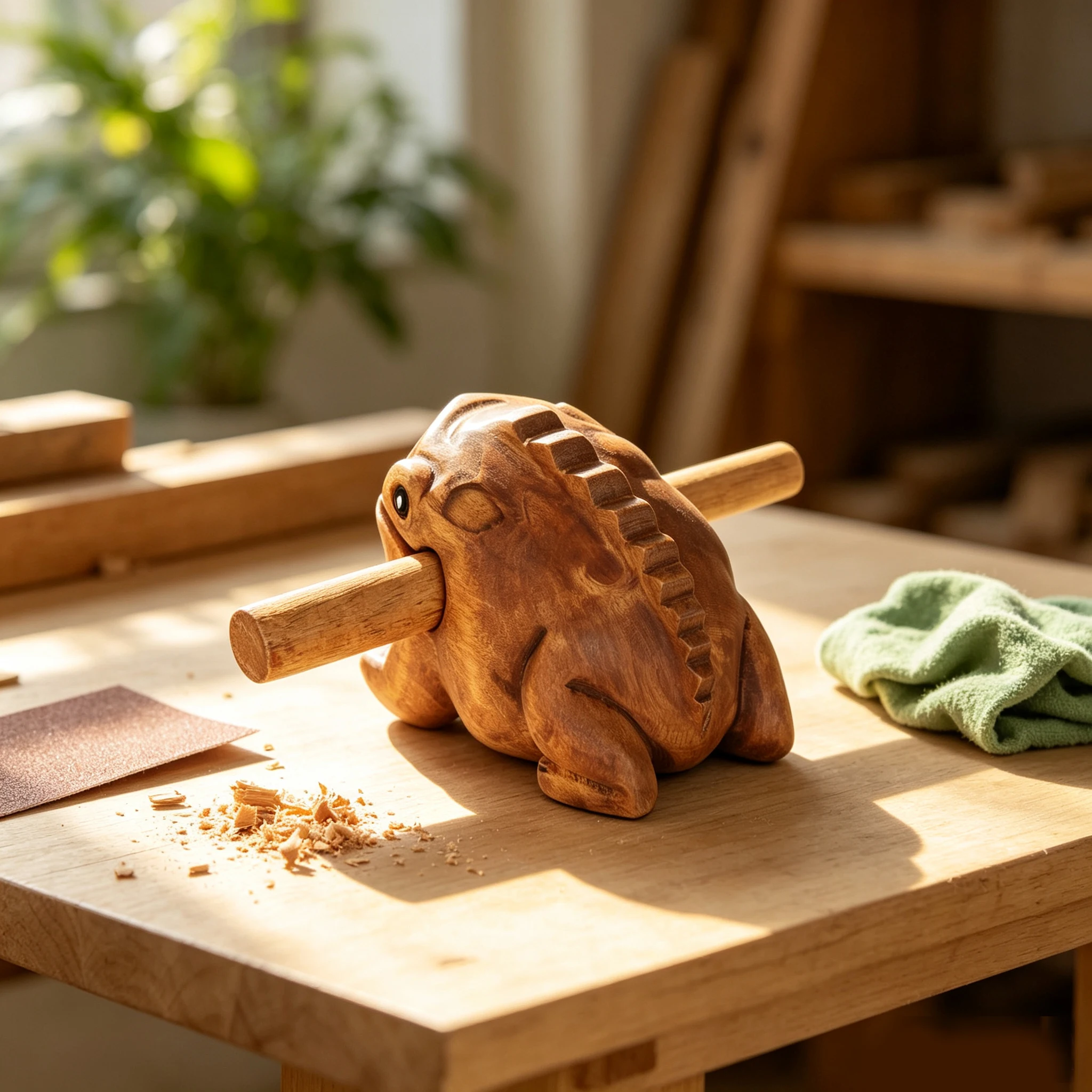 IRIN Wooden Frog Guiro Solid Wood Carving Handcrafted Wooden Frog Orff Percussion Musical Instrument Hand-carved Toad