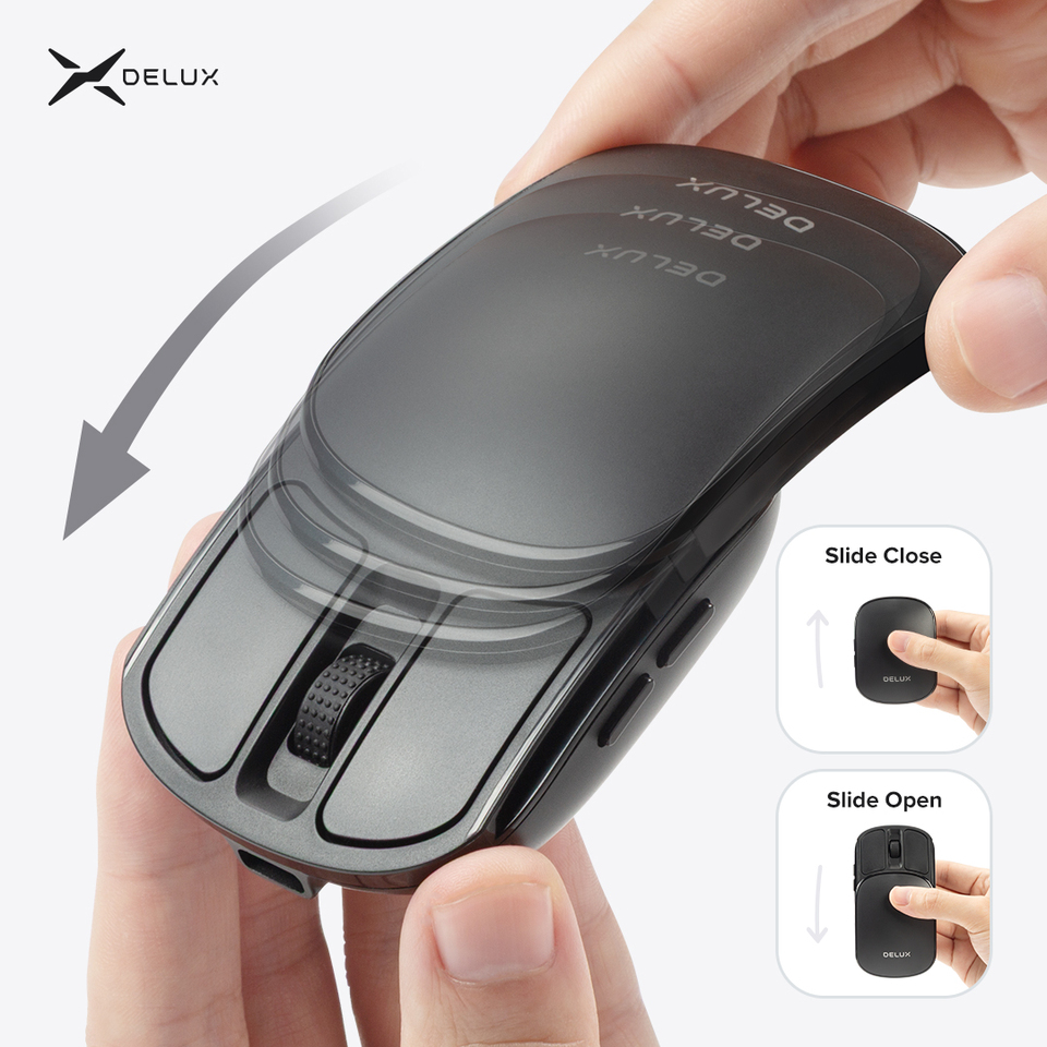  Delux Pocket Folding Mouse Wireless 2.4G Bluetooth5.2 Silent Click Portable Ultra-light 55g for MacBook Tablet Computer PC Mice 