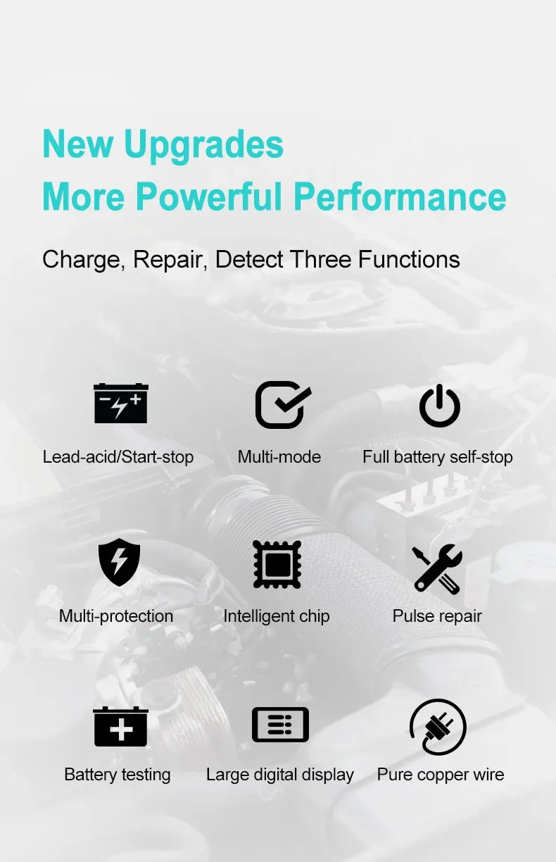 EAFC 6A /8A 12V Intelligentes Autobatterieladegerät Auto- und Motorradbatterieleinheit Blei-Säure-Batterie-Reparatur LCD-Display – Detail 12