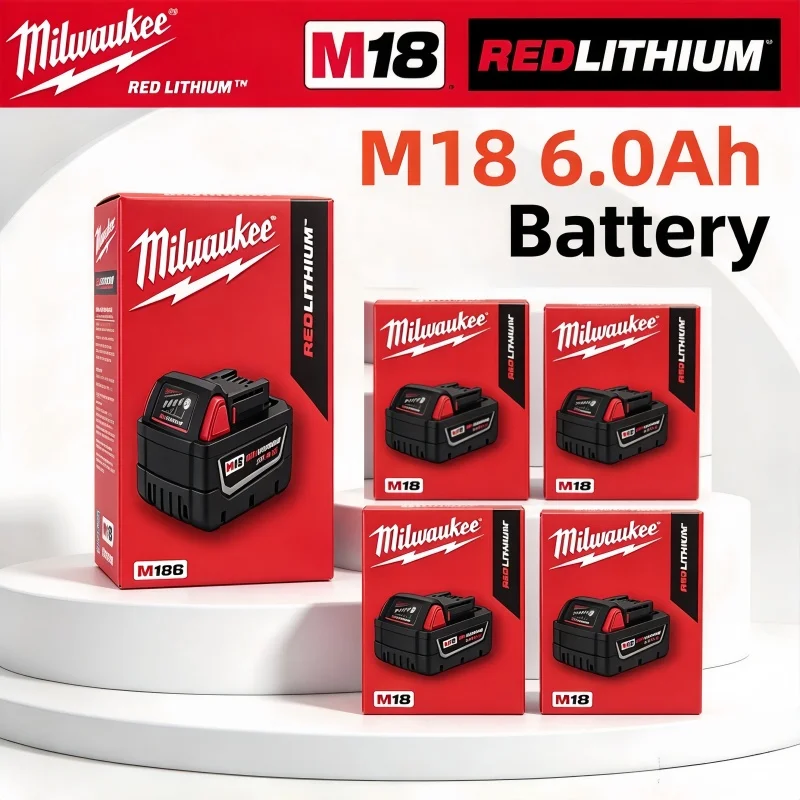 Milwaukee M18 6.0Ah New High Output Battery 18V Lithium-ion Rechargeable for Milwaukee M18 Cordless Power Tools 6Ah Battery