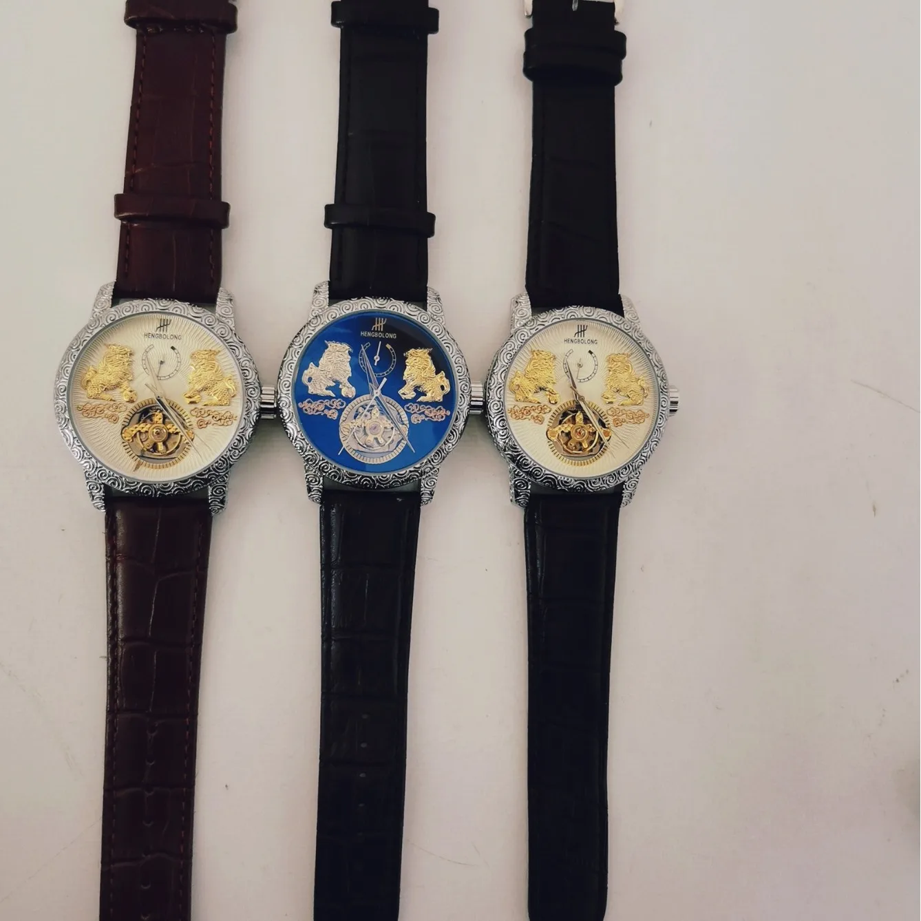 Double Unicorn Tourbillon Mechanical Large Plate Men's Watch Luminous Retro Automatic