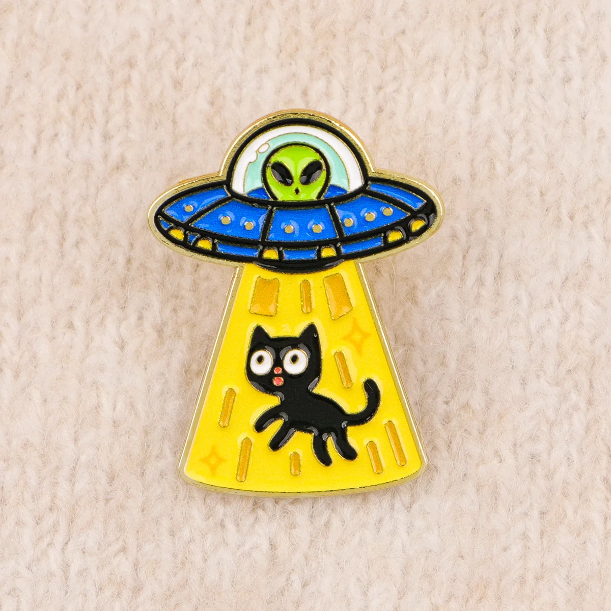 星月夜黒猫エナメルピン面白いUFO猫アブダクションラペルピン - Model Kit Ufo のレビューと価格