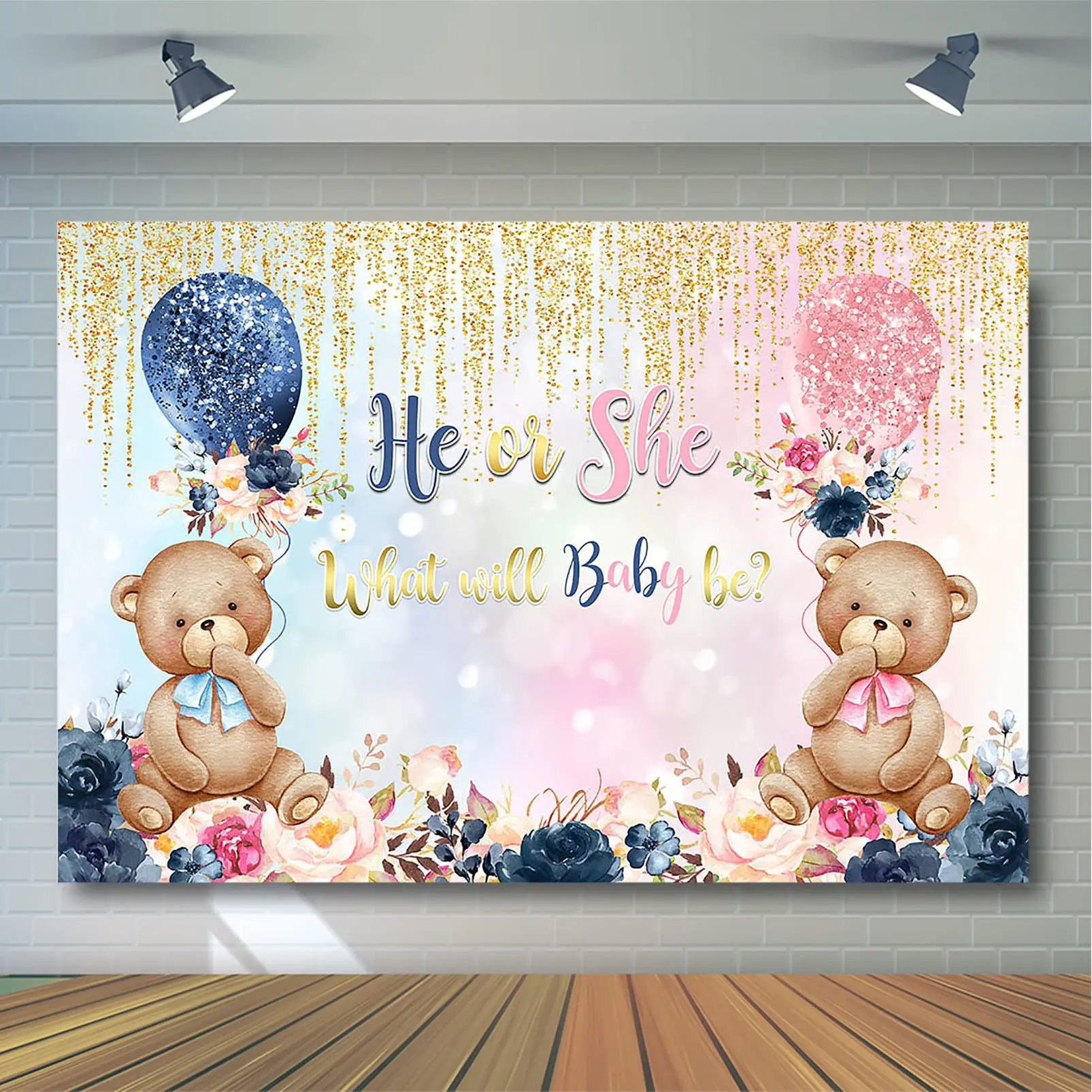 الجنس تكشف خلفية صبي أو فتاة دش حفلة هو أو هي الفيل الدب بالون التصوير خلفية ديكور راية صور الدعامة