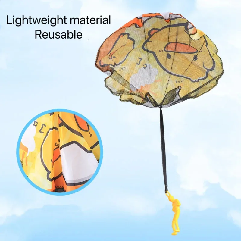 Random 2 Pcs Yellow Duck Children Parachute Outdoor Sports Hand Throwing Parachute Toy Park Small Game Prop Park Toy Sports