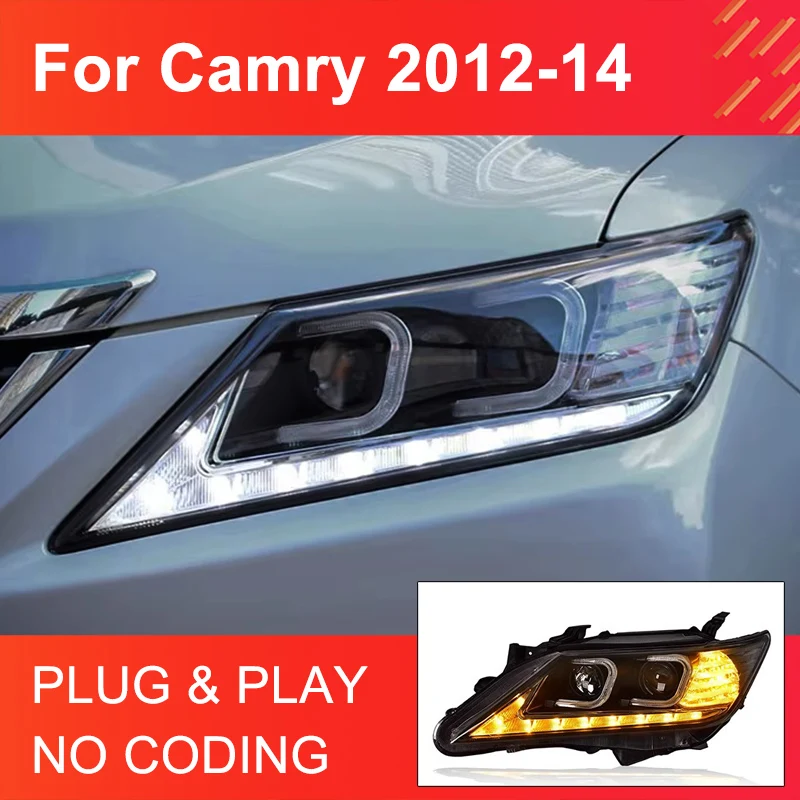 

1 Pair Car LED Headlights for Toyota Camry 2012 2013 2014 Headlights Plug and Play with LED DRL Dynamic Turning Head Lights