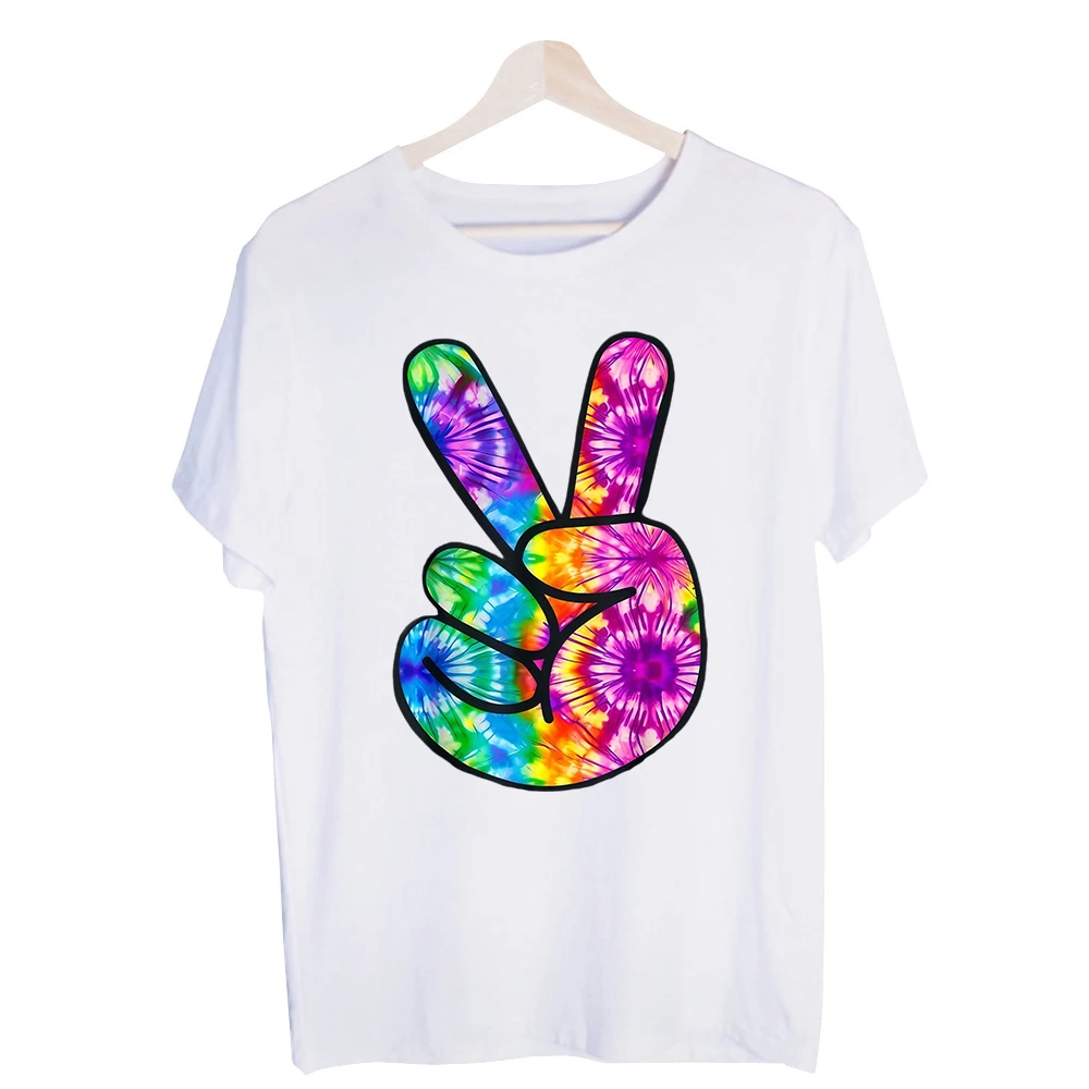 Men's Tie-Dye Peace Sign Graphic Tee, Short Sleeve Crew Neck T-Shirt for Casual Summer Outfits