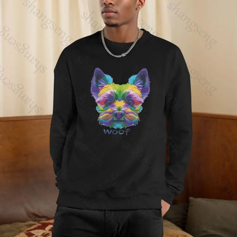 

Dog Chihuahua sweatshirt spring and autumn men's sweatshirt printed long-sleeved T-shirt fashion men's O-neck Harajuku top