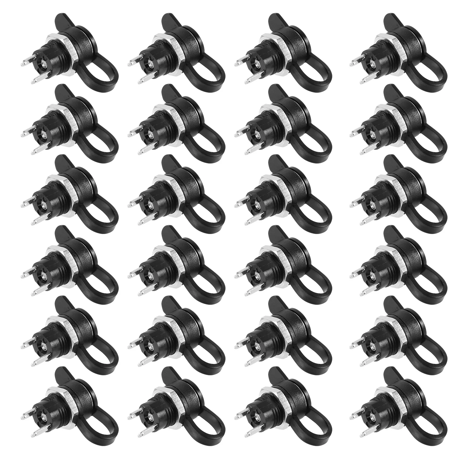 

24pcs Dc Power Jack Connectors 2.1Mm 5.5Mm Panel Mount Socket Waterproof Flame Retardant For Electronic Devices Threaded Power