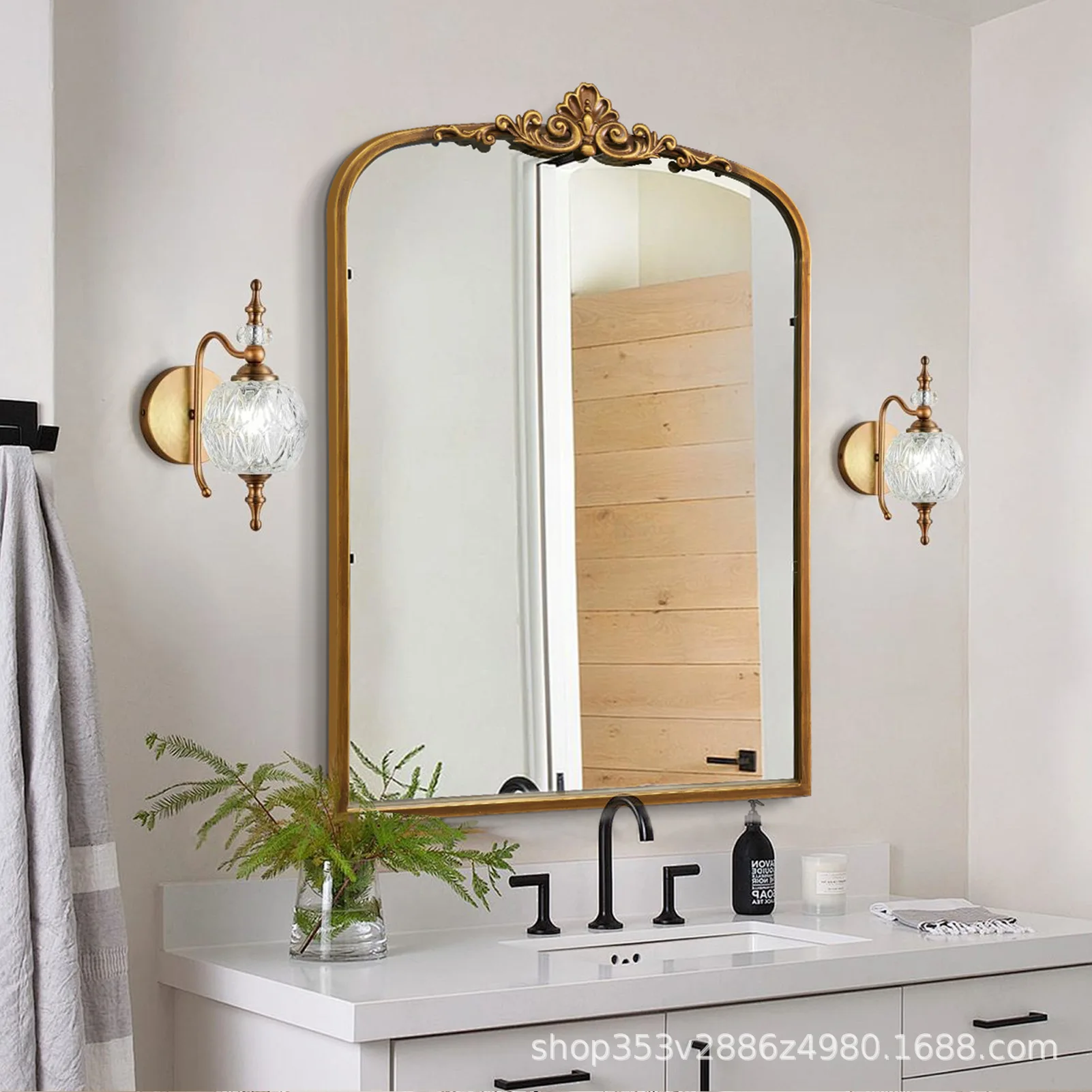 Foreign trade export mirror French retro oversized floor full-length mirror carved floor mirror full-length