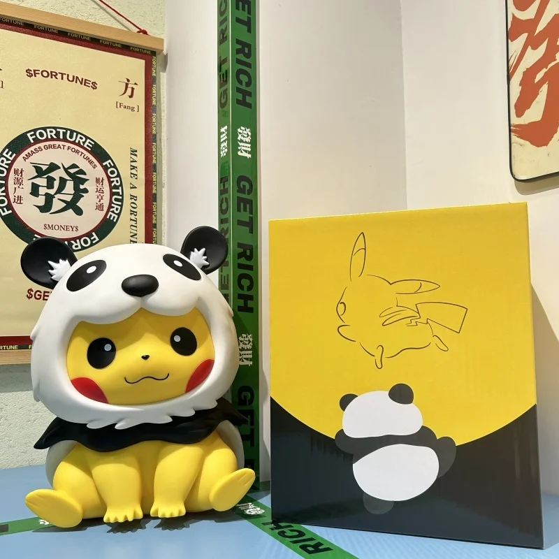 

32cm Anime Figure Panda Pikachu Puppet Cute PokéMon Gift Ornaments Model Dolls Figurines Pvc Action Figurine PokéMon Toy Gift