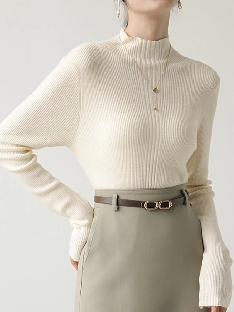 ポップ秋と冬のカジュアルタートルネック女性セーター長袖ベーシックニットトップススリムプルオーバー韓国スタイルセーター Mujer
