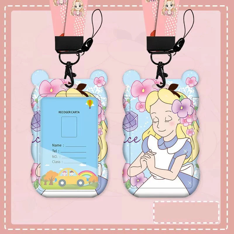 카툰 웨이브 카드 홀더 - 버스 지하철 출입 통제 카드 케이스 랜야드 포함 학교 유치원 ID 배지용
