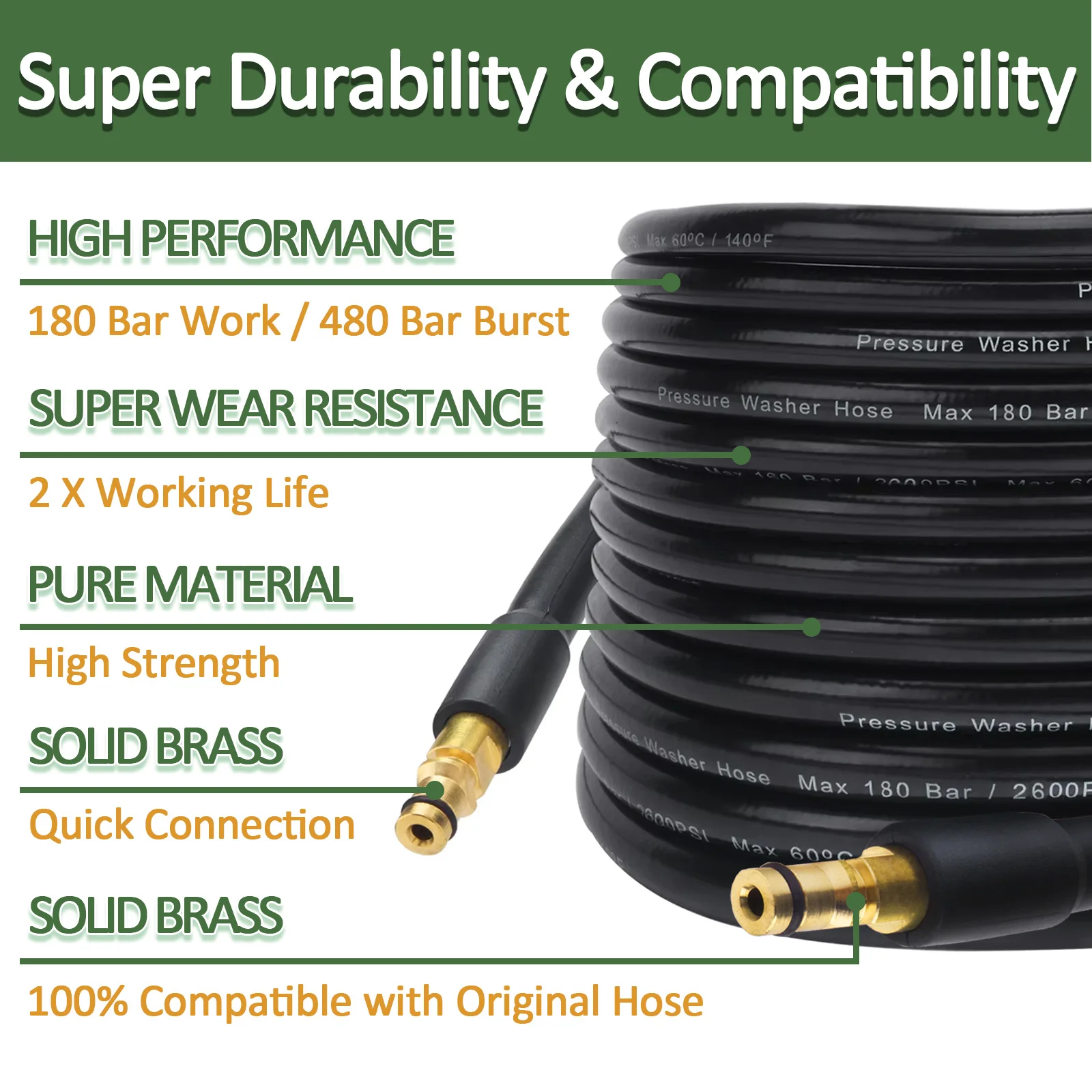 10~15m High Pressure Washer Hose Pipe Cord Car Washer Water Cleaning Extension Hose Water Hose for Karcher Pressure Cleaner