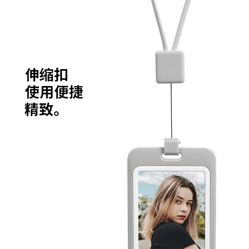 Hard Plastic ID Accessories with Lanyard Badge Holder Transparent Identification Card Holder Portable Cardholder