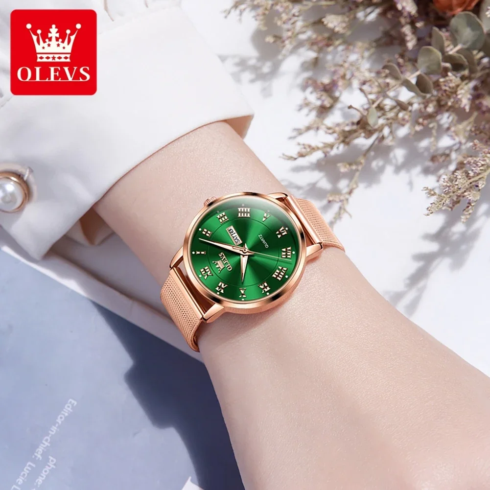 OLEVS-Montre à quartz étanche pour femme, montres-bracelets originales, marque supérieure, mode de luxe, cadeaux élégants