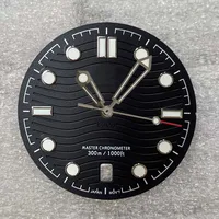 Kit de cadran et aiguilles de montre 31mm NH35, logo S, finition mate ondulée, date unique, luminescence verte, aiguilles squelette, pièces de modification pour montres de plongée. 3