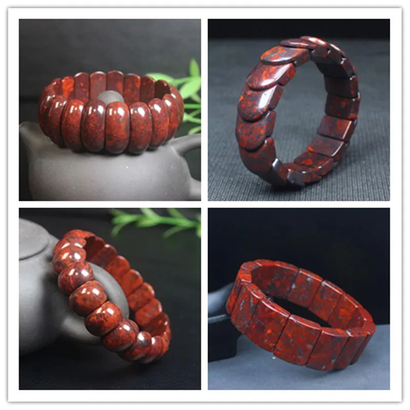 Natural Meteorite Red Edin Hand Bloodstone Bracelet Jade Hand String Jewelry Men's and Women's Fashion Luxury Charm Jewelry