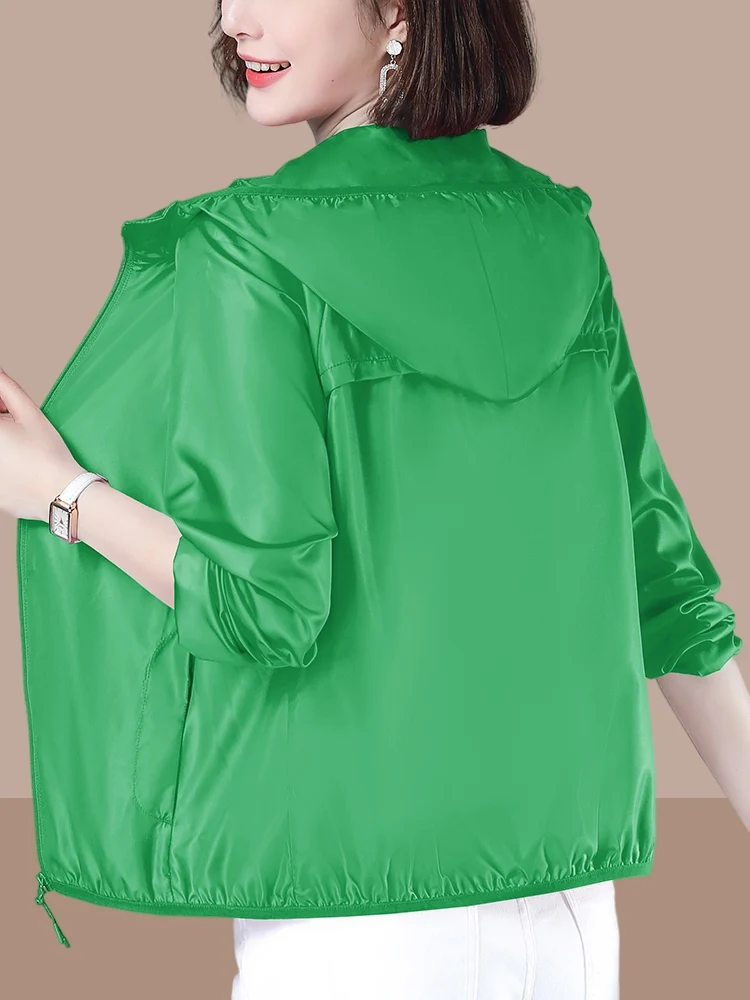 

Женская летняя тонкая свободная дышащая верхняя одежда для защиты от солнца, удобное повседневное пальто из нейлонового волокна больших размеров