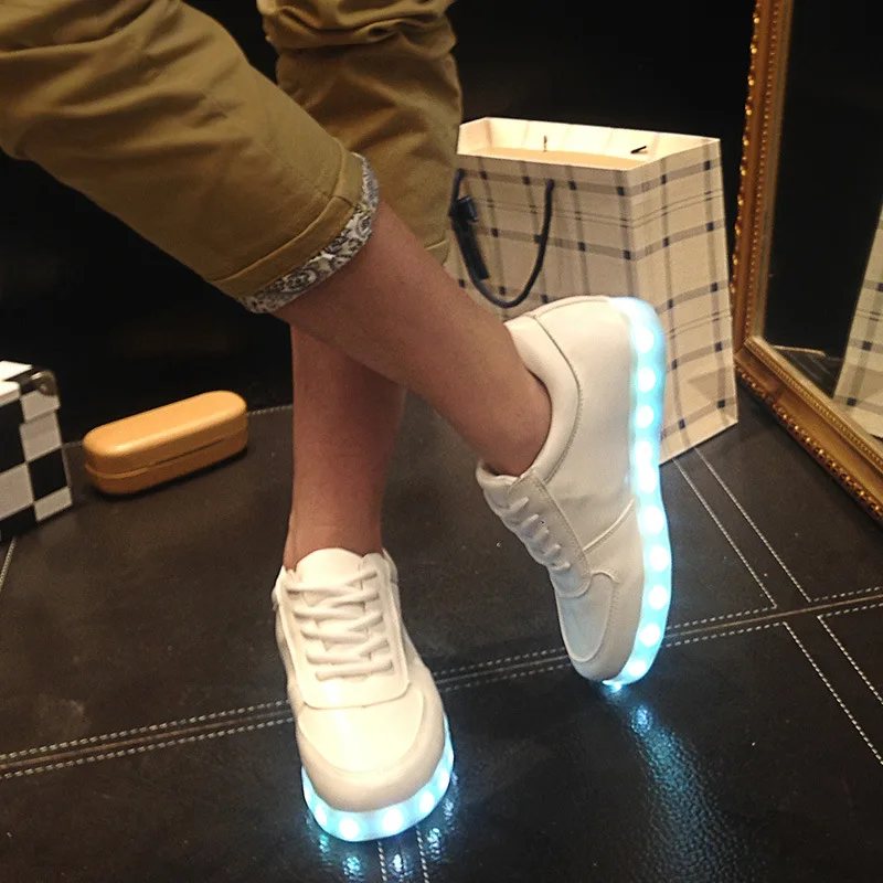 USB Charger Glowing Sneakers Boys LED Luminous Shoes Girls Breathable Sport Shoes Children Led Casual Shoes Size 34-46