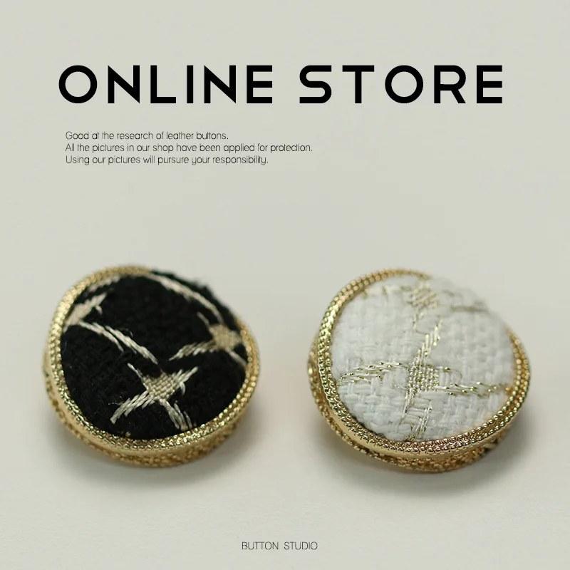 6 قطعة تصميم شخصي على شكل عش الطيور أزرار قماش مغطاة معدنية لخياطة الملابس اليدوية إكسسوارات ذاتية الصنع أسود وأبيض