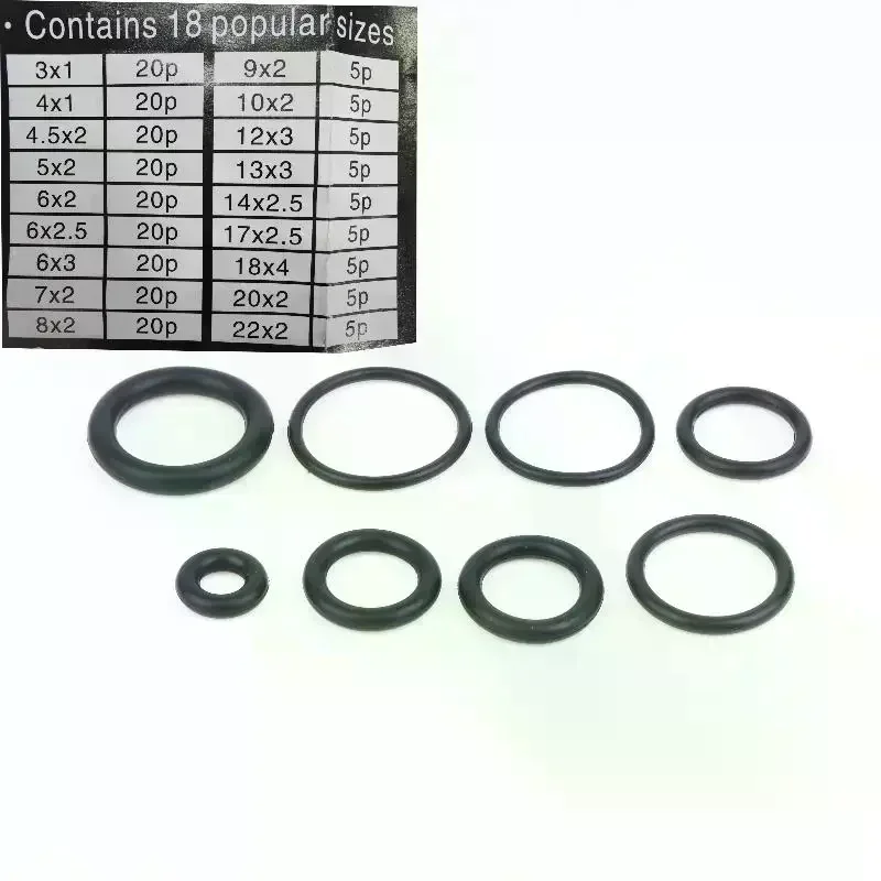 225Pcs O Ring Kit Durable Rubber Seals Oil Water Resistant Multi Sizes For Auto Plumbing Machinery