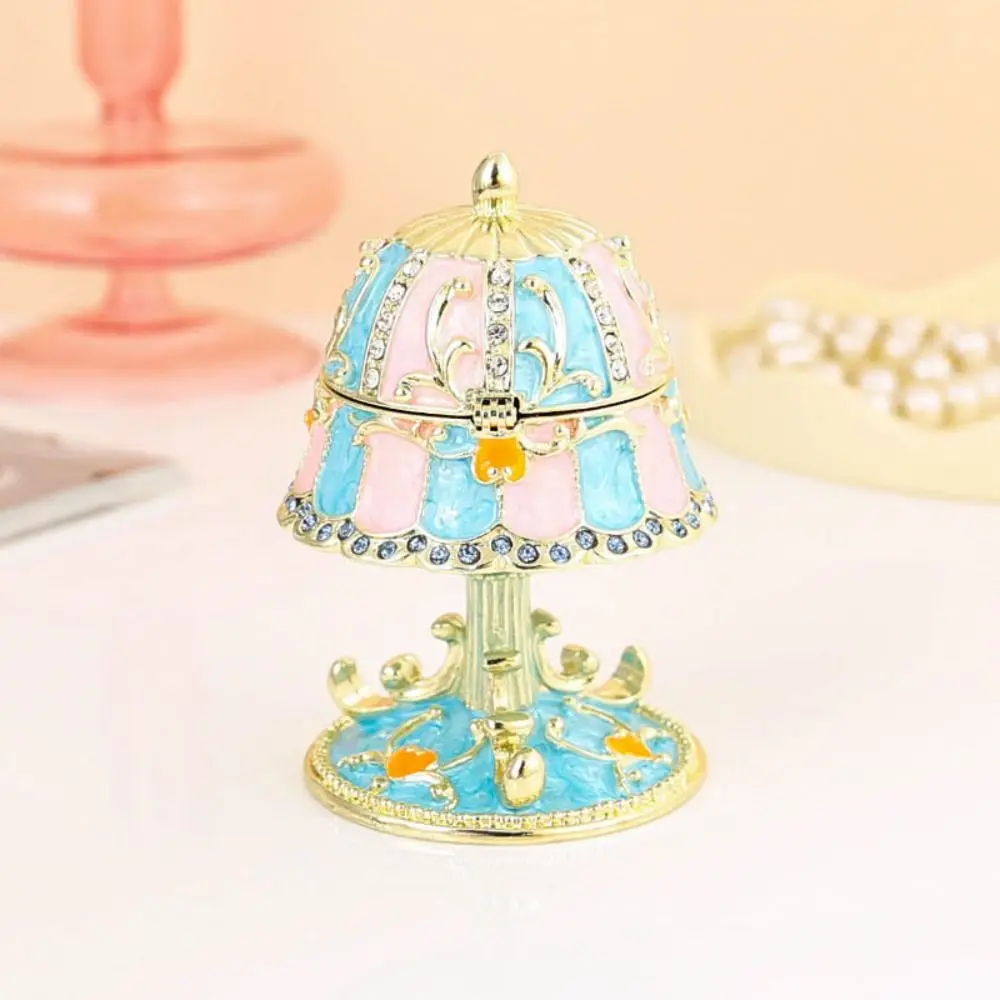 Luxury Enamel Enamel Jewelry Box Hand-Painted Enamel Metal Diamond European Style Jewelry Case Crystal Rhinestones