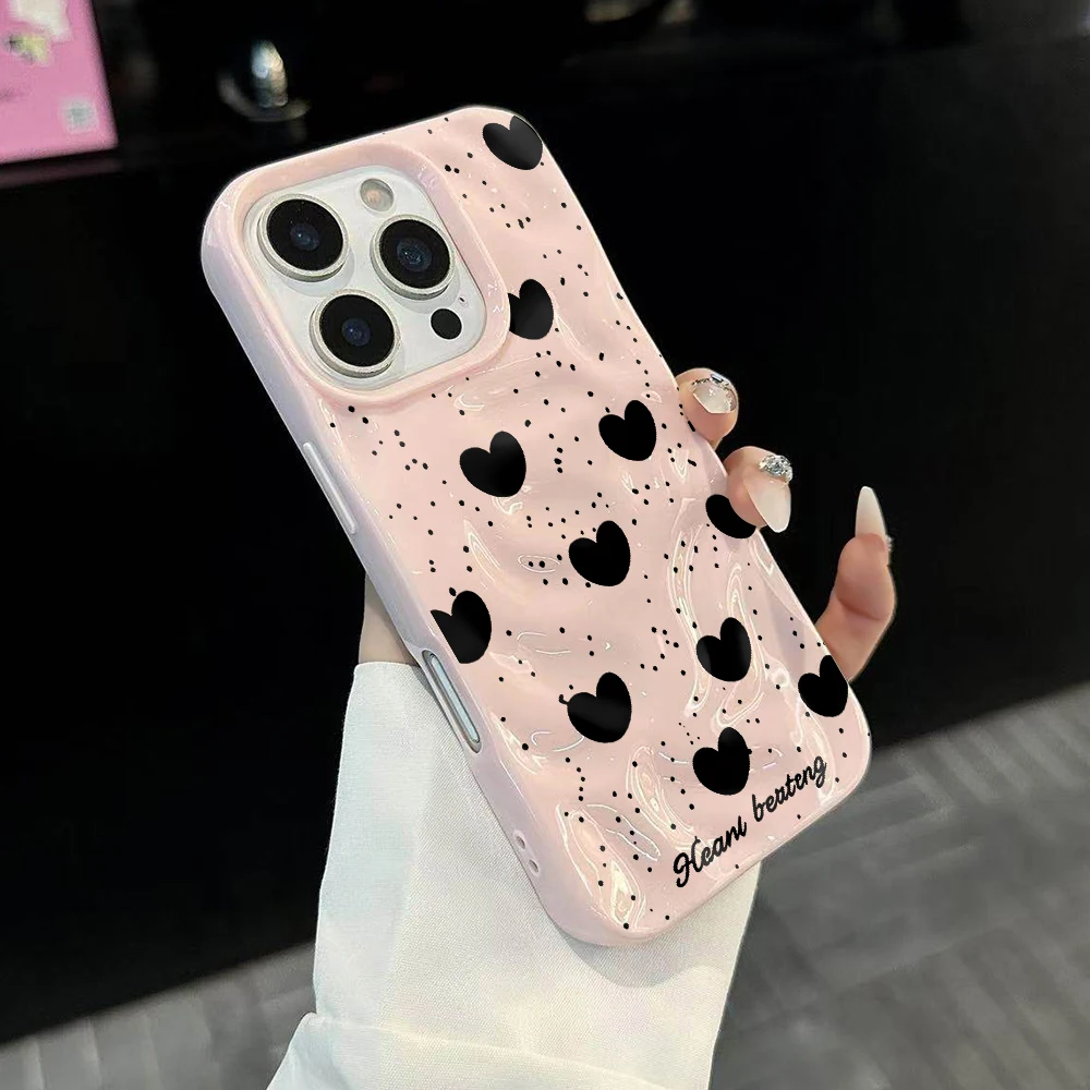 Koreanisches Polka-Dots-INS-Muster Handyhülle für iPhone 17 16 15 14 13 12 11 Pro Max 14 Plus 17Air Falten-Wellen-Soft-Silikon-Cover – Detail 3