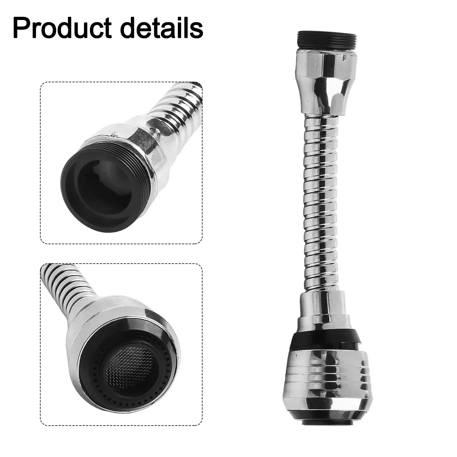 360° Flexible Faucet Extender Bendable Kitchen Sink Tap Spray Head Attachment Material:Stainless Steel+ABS Sliver Color