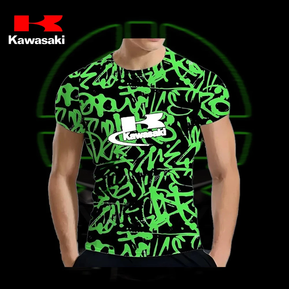 

New High Quality Kawasaki Men's T-Shirts Motorcycle Streetwear 2025 Men's Fashionable Short Sleeved Tee Y2k Clothes Unisexy Tops