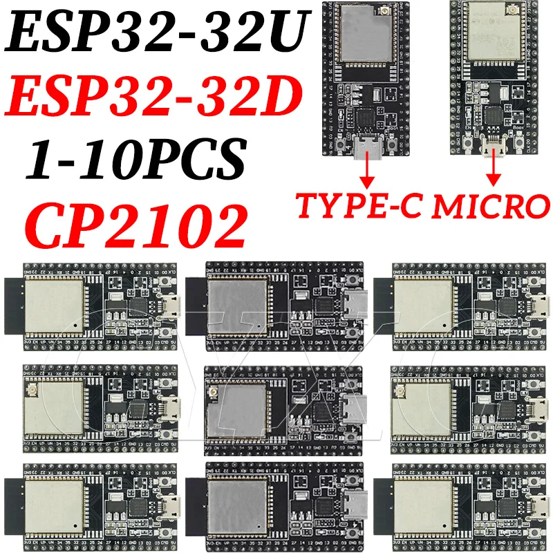 

10-1 шт. основная плата ESP32-DevKitC, плата разработки ESP32 ESP32-WROOM-32D ESP32-WROOM-32U, WIFI + Bluetooth-совместимый IoTNodeMCU-32