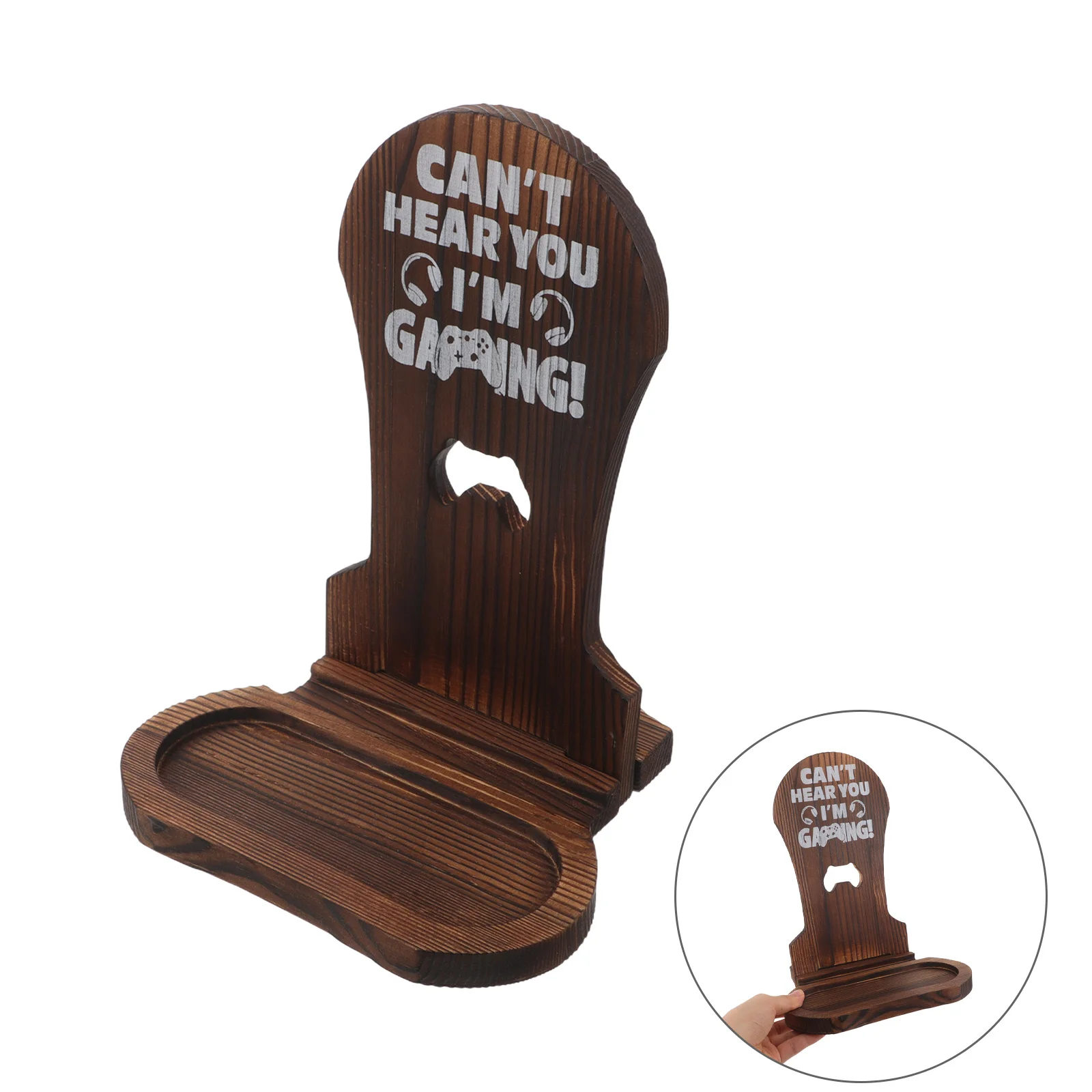 

Wooden Headset Stand for Desk Gaming Headphone Holder with Stable Base Universal Fit for Over Ear Headphones Organization