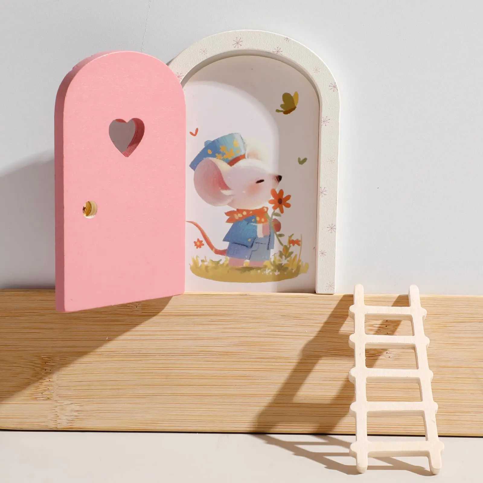 DIY Mini Fairy Mouse Door Kit Openable Elf Door Safe Wood Kid Imaginative Pretend Play Tooth Fairy Decor Gift for Boys Girls