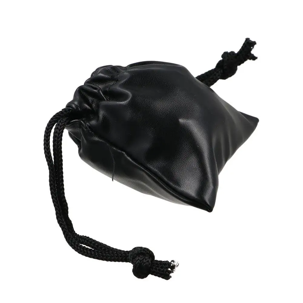 Multi-functional PU Leather Headphone Bags Black Draw String Bag Earphone Cable Pouch Dust-proof Headset Bag Makeup