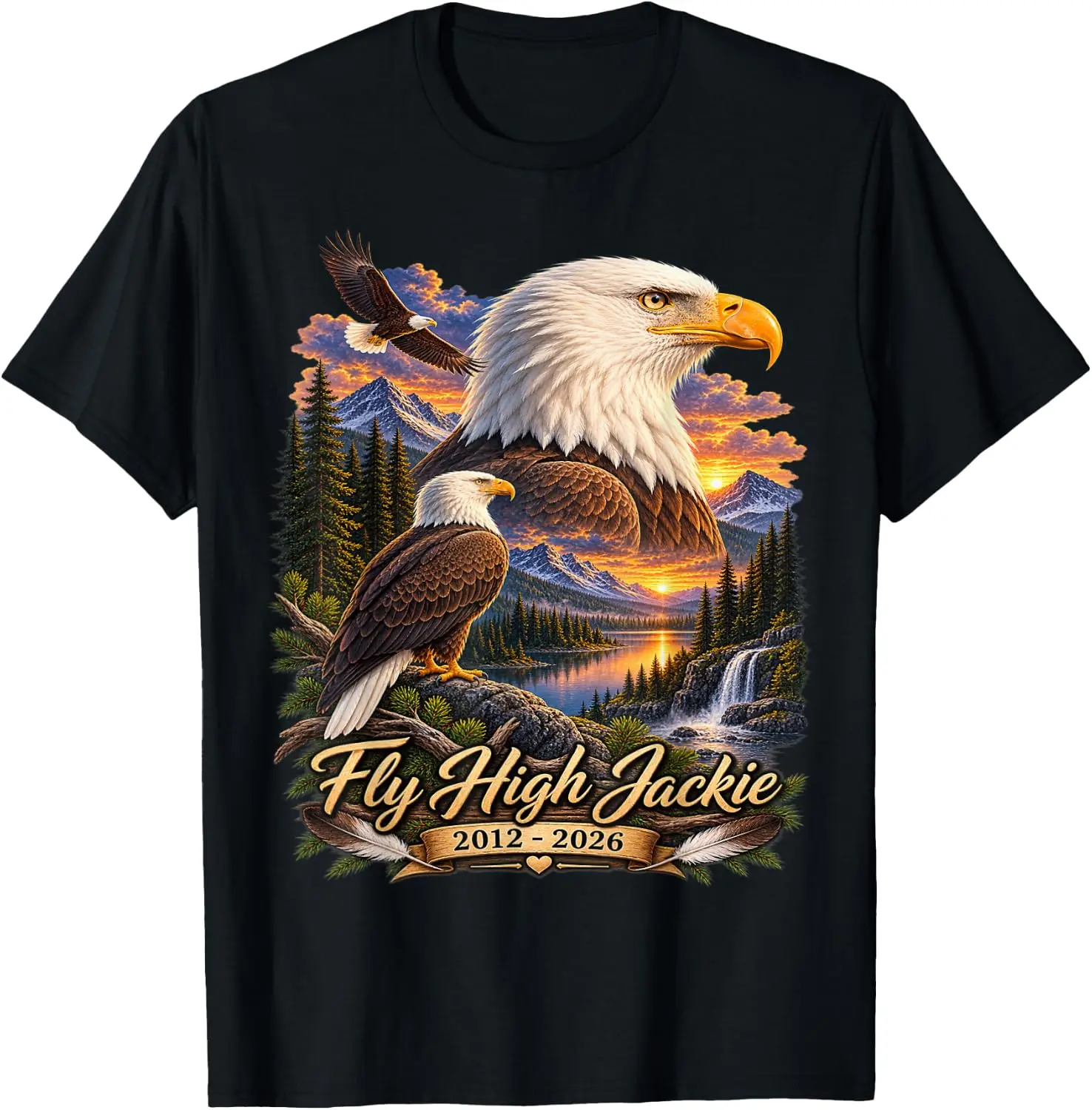 Fly High Jackie, Jackie And Shadow Bald Eagle T-Shirt Premium heavyweight pure cotton—stylish, versatile, and unisex; a perfect Christmas gift suitable for year-round wear.