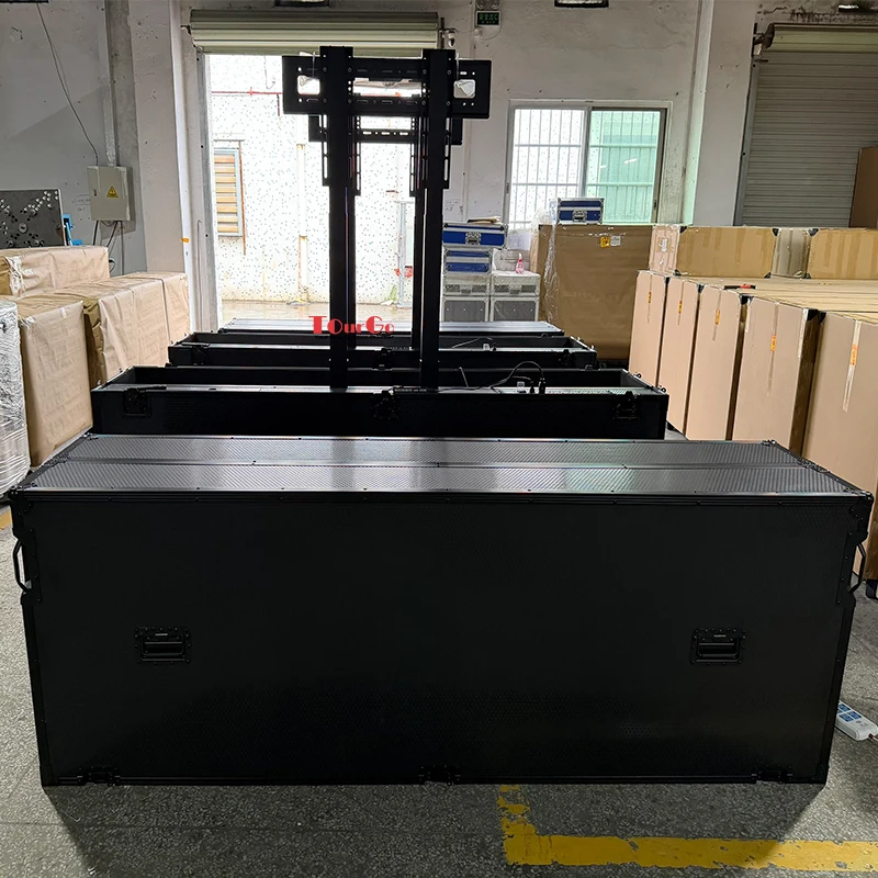 All Black Motorised TV Lift Flight Case for 85-100inch Screens with Double Lifting Posts